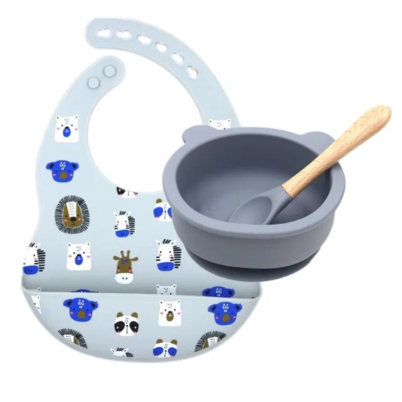 "Adorable and Practical Silicone Baby Bib Set with Bow and Spoon Design - Innovative Waterproof Sleeve Included!"